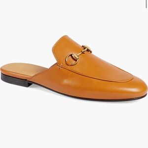 Gucci Princetown Cognac Leather Loafer Mules